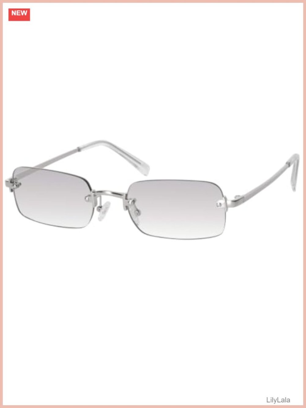 Rimless Rectangle Sunglasses Y2K Retro UV400 Metal Temples